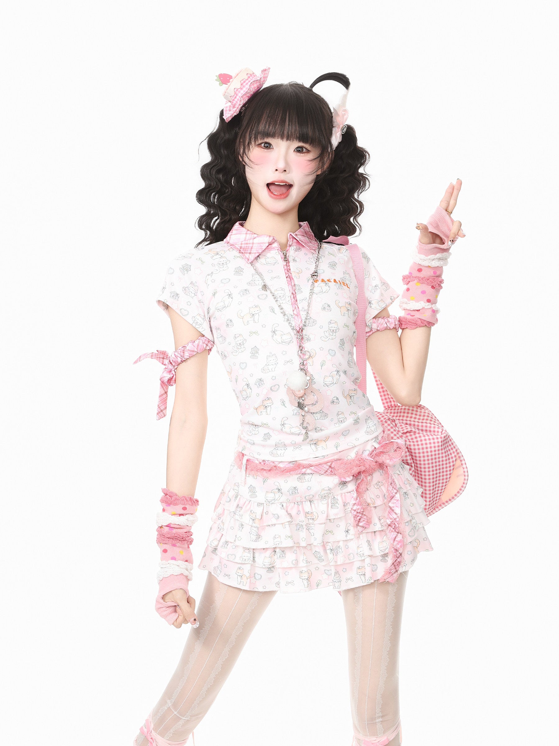 Lace Bow Cake Skirt Set Y2K Coquette - Languid Park by Land Decora