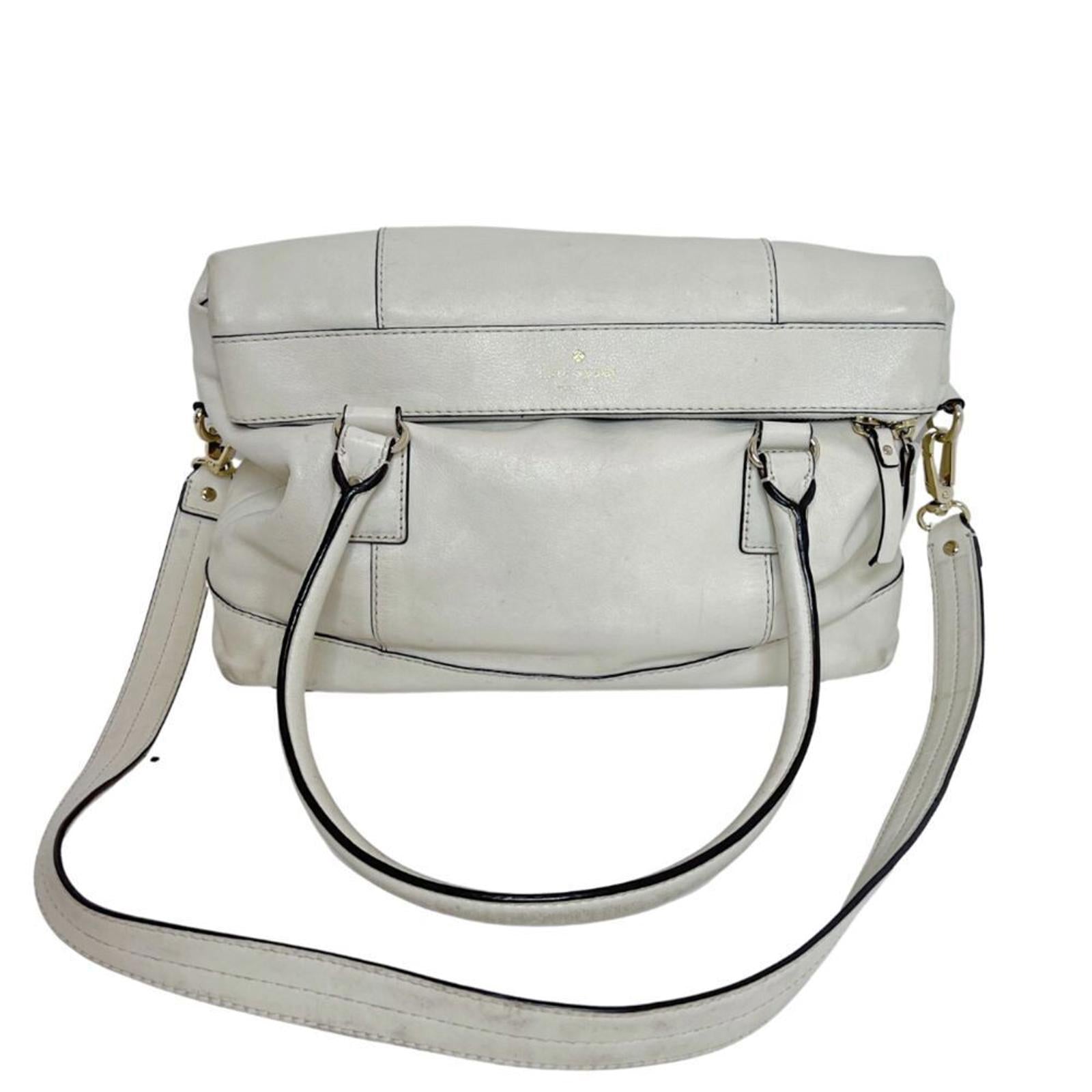 Kate Spade Fremont Place Cream Leather Foldover Shoulder Bag Purse by Hot Girl Secondhand