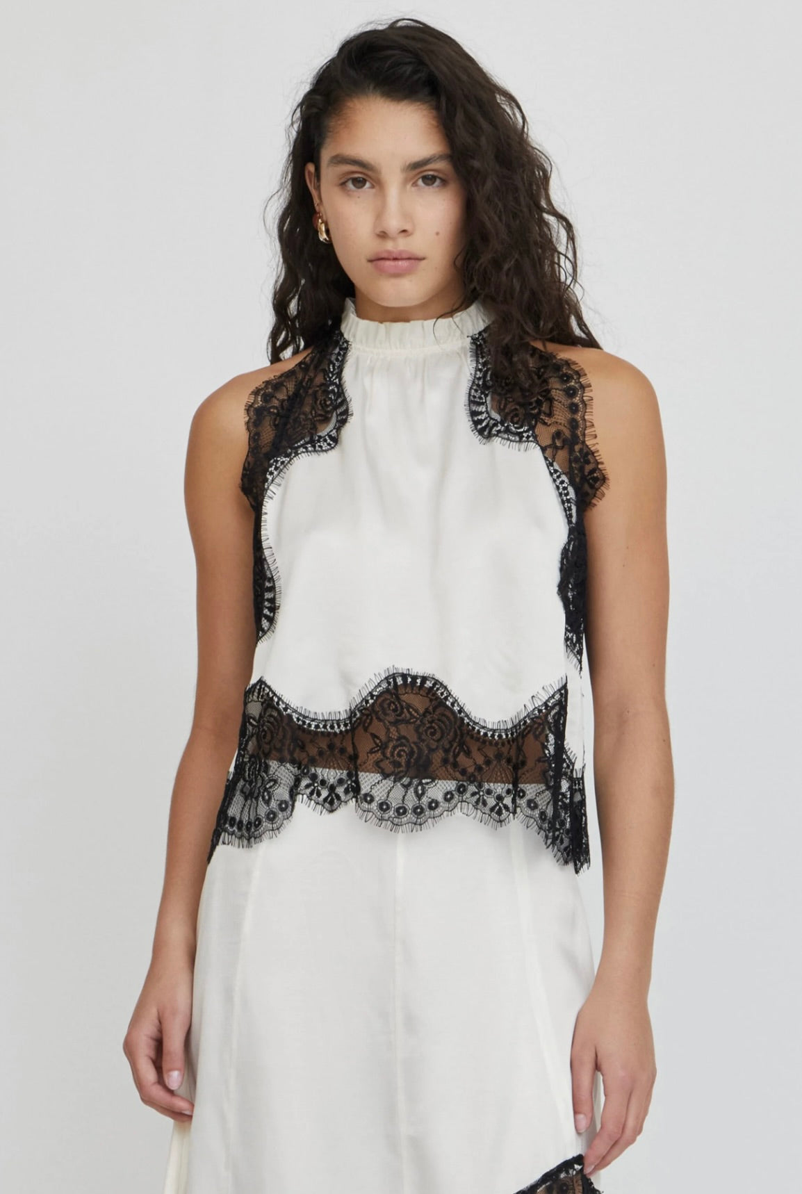 THIRD FORM Visions Lace Top in Ivory & Black by Sierra Deene
