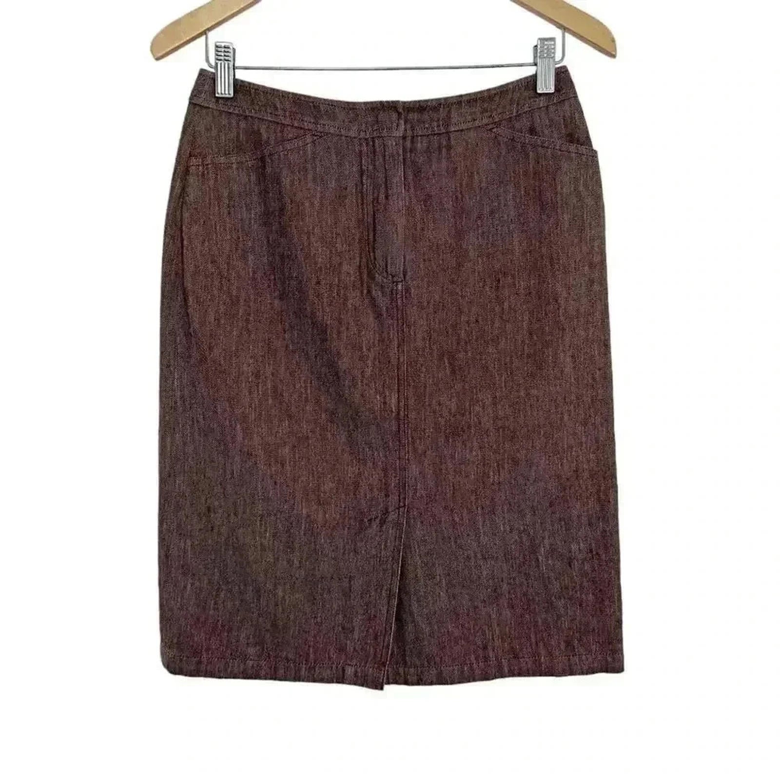 y2k Vintage Max Mara Brown Pencil Skirt Women's Size 8 Office Siren by Hot Girl Secondhand
