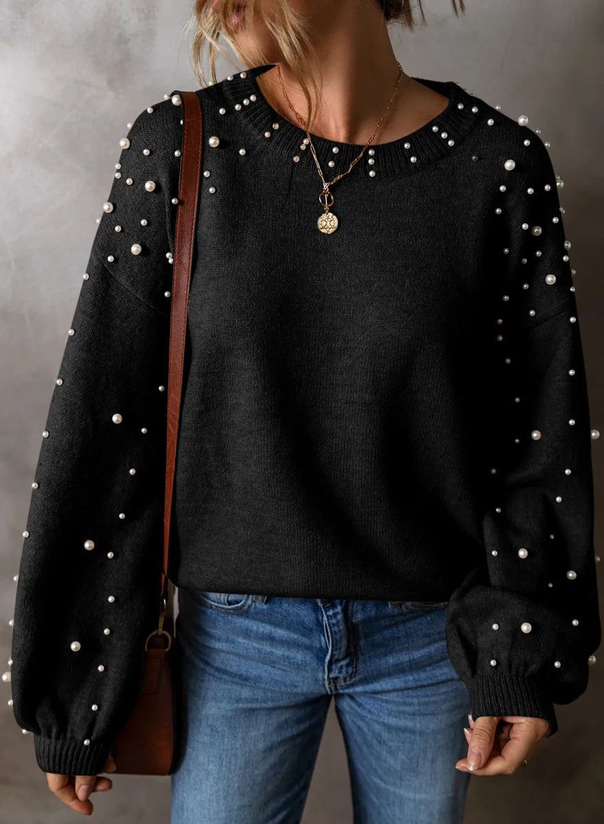 PEARL DETAIL LONG SLEEVE SWEATER by RAËLIV