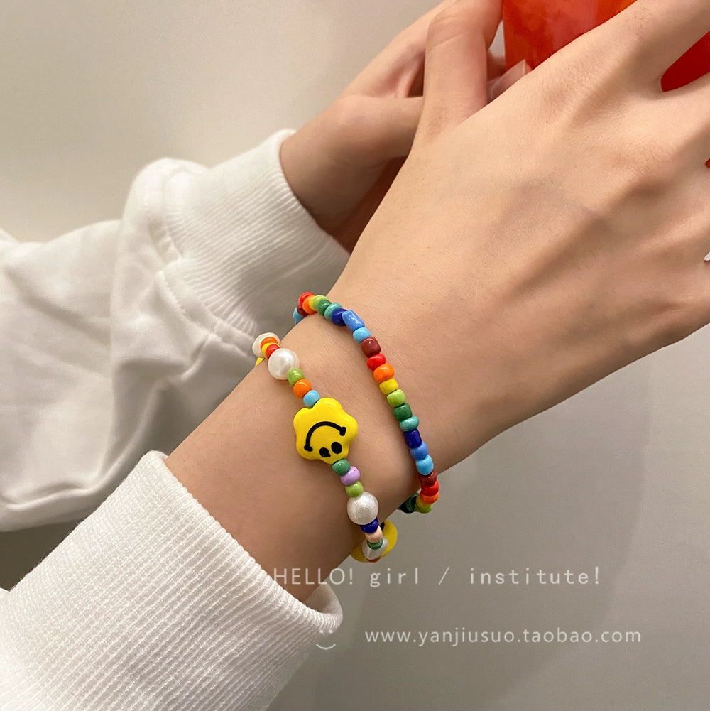 Decora Kei GIRL INSTITUTE Smile Face Bracelet | Harajuku Accessories by Land Decora