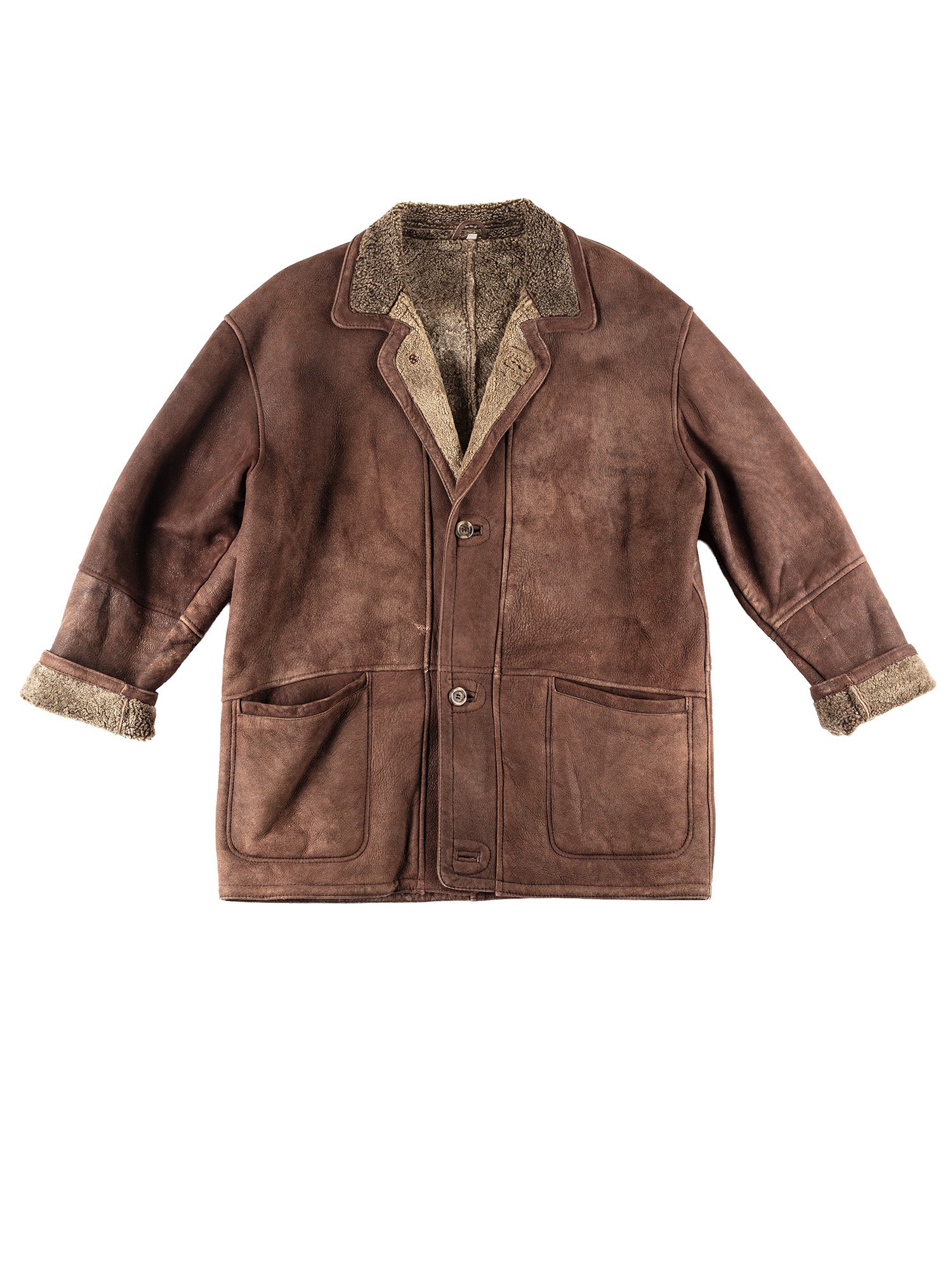Vintage 80's Men Sheepskin Coat in Brown by Northern Grip