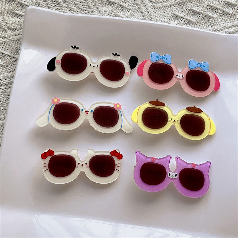 Kawaii Sanrio Glasses Hair Clips Set - Cute Accessories by Land Decora