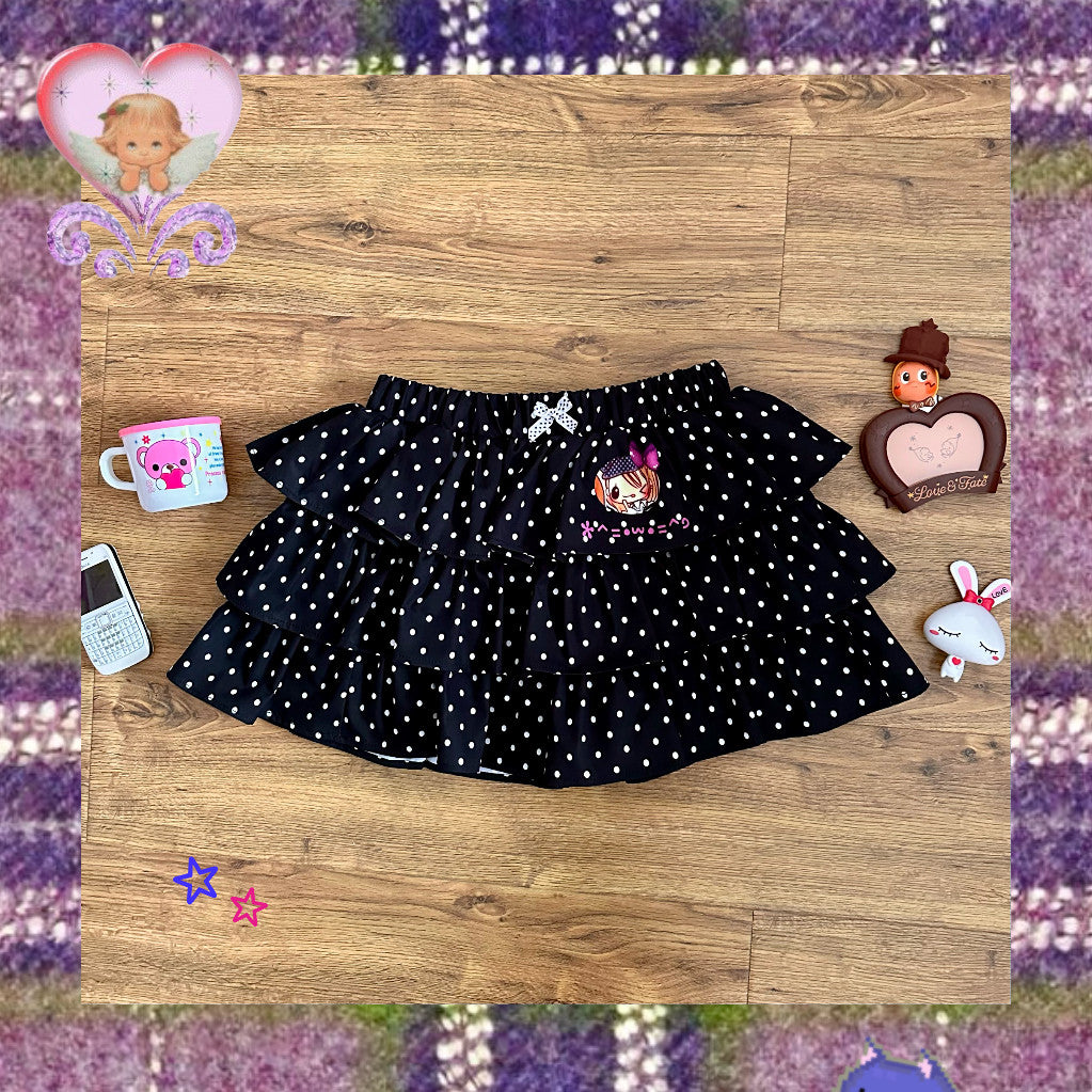 Y2K Polka Dot Puff Mini Skirt - Bodytalk by Land Decora