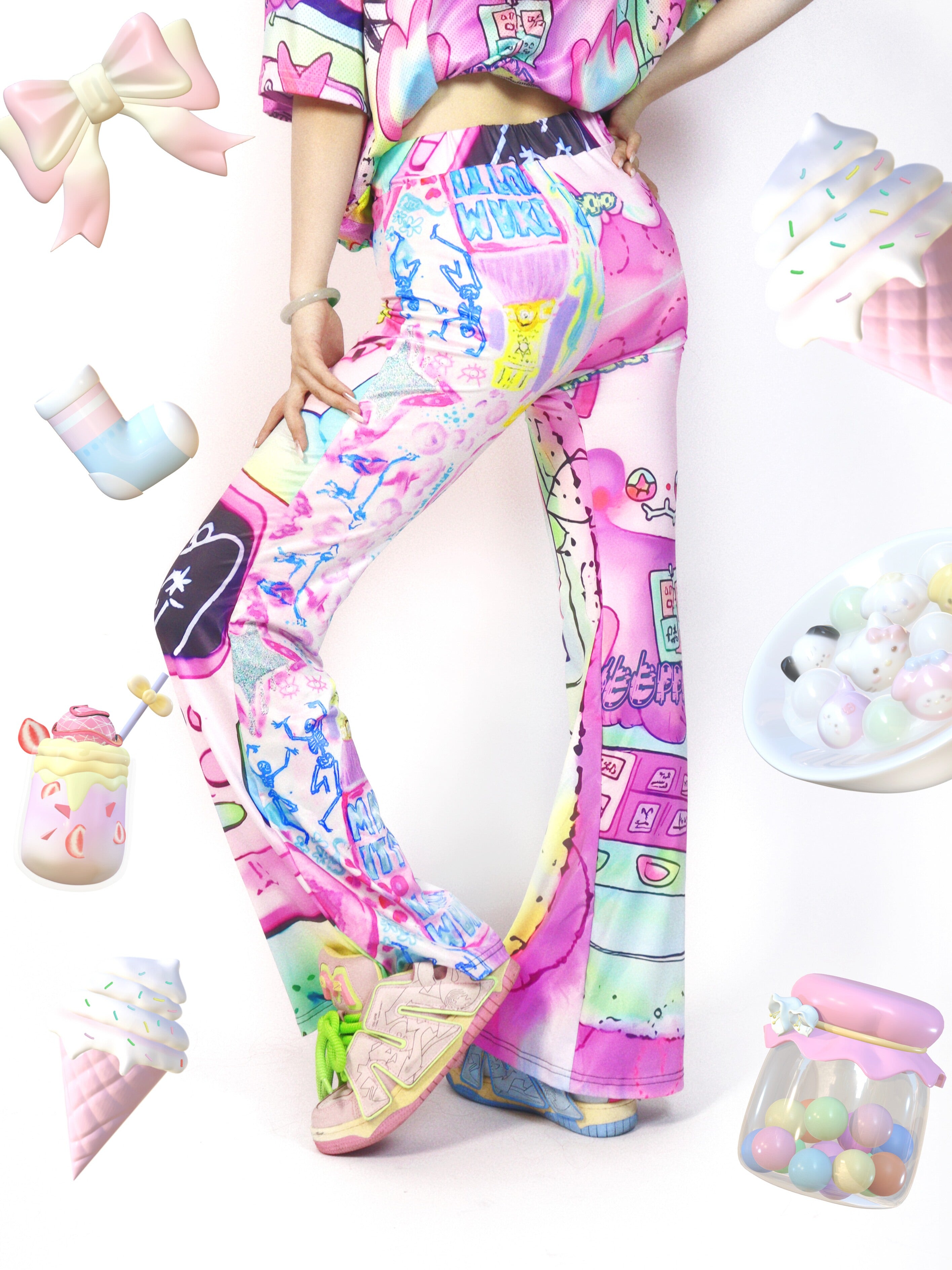 LEERROO Y2K Flare Pants | High-Waisted Trousers by Land Decora