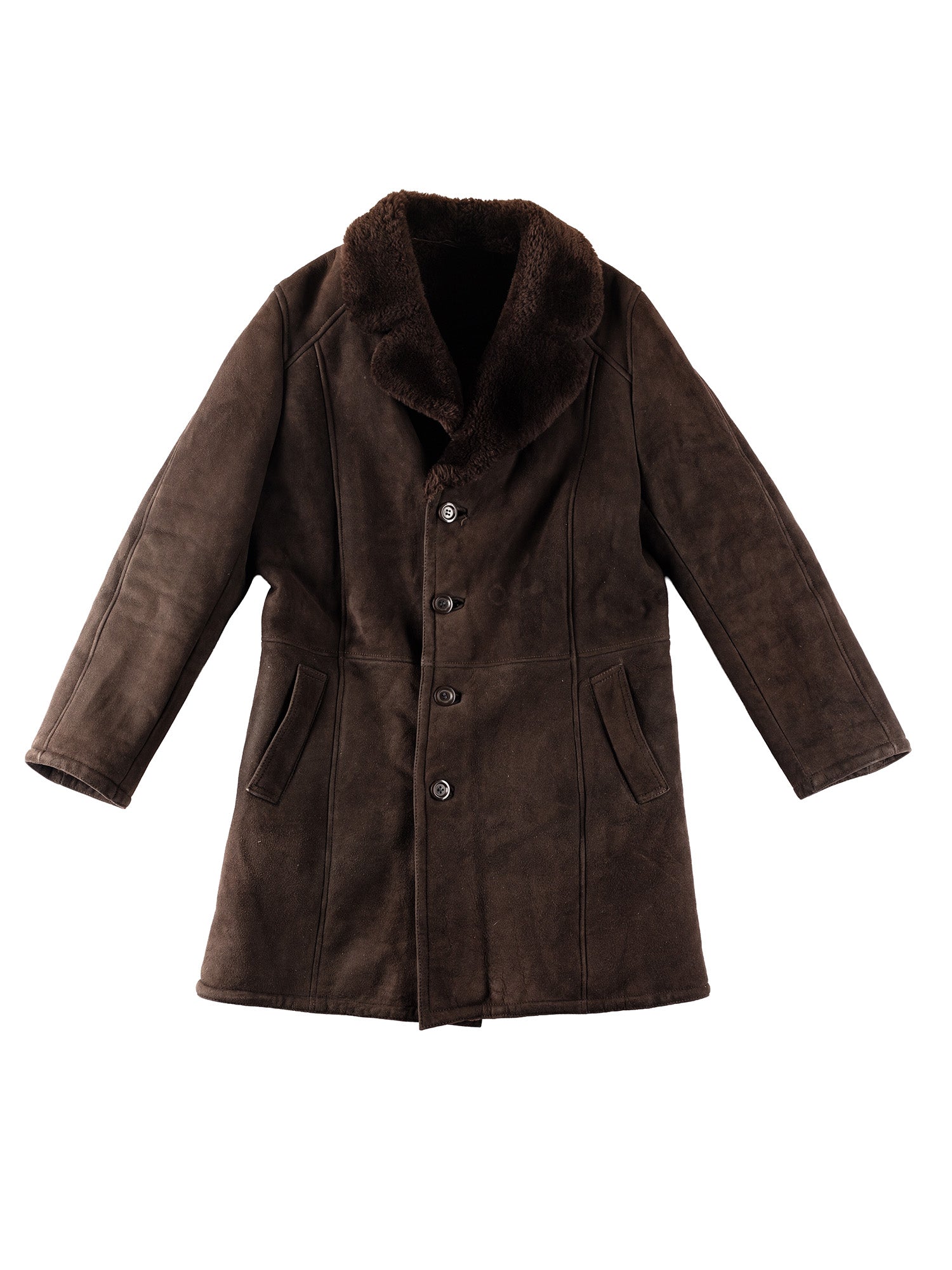 Vintage 70's Men Sheepskin Shearling Coat in Dark Brown by Northern Grip