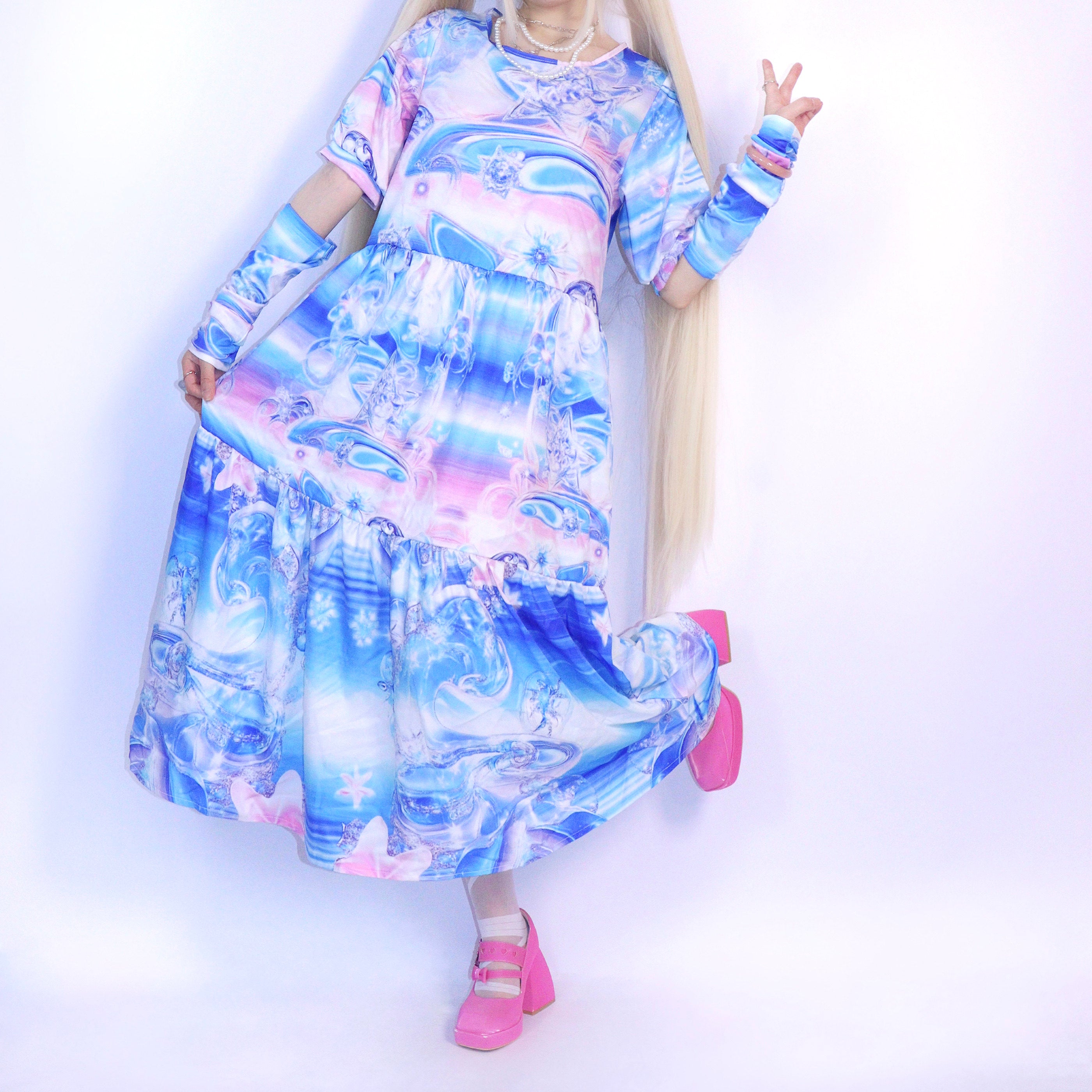 Y2K Cyber Print Dress - LEERROO by Land Decora