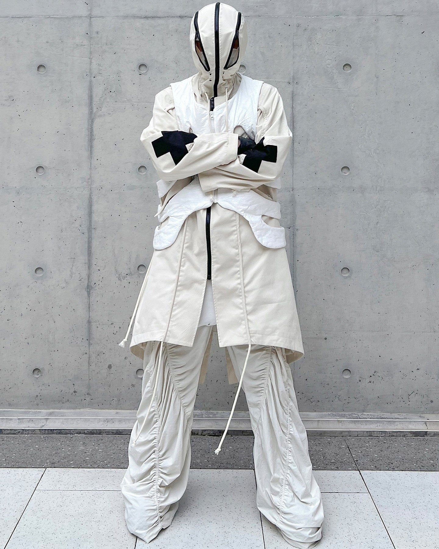 Masked Fishtail Hoodie Trench Coat by OFFCULTURE