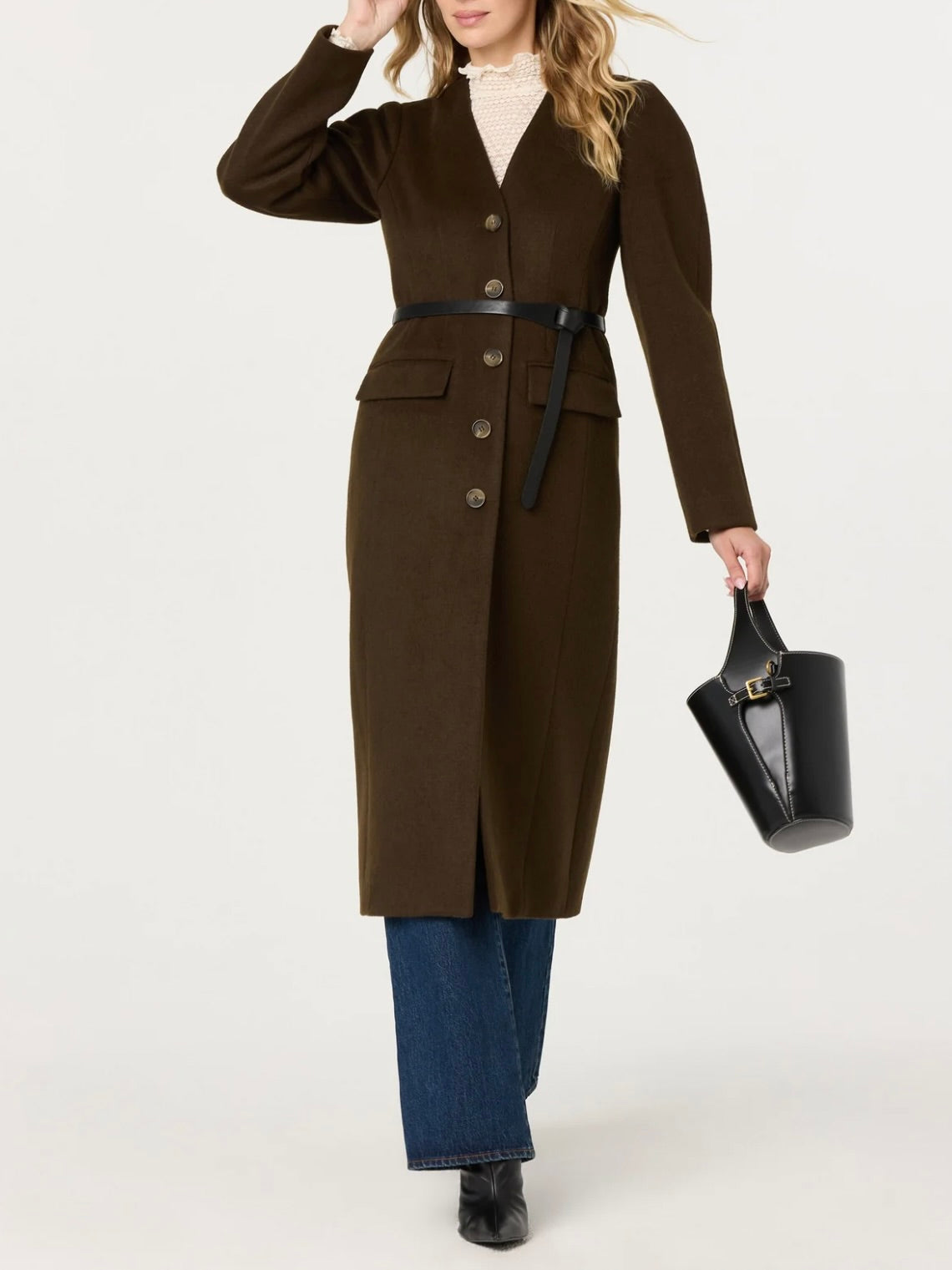 ASTR the Label Glorimar Belted Longline Coat by Sierra Deene