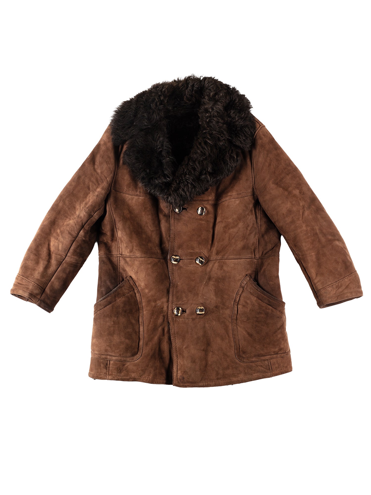 Vintage 70's Men Sheepskin Coat in Brown by Northern Grip
