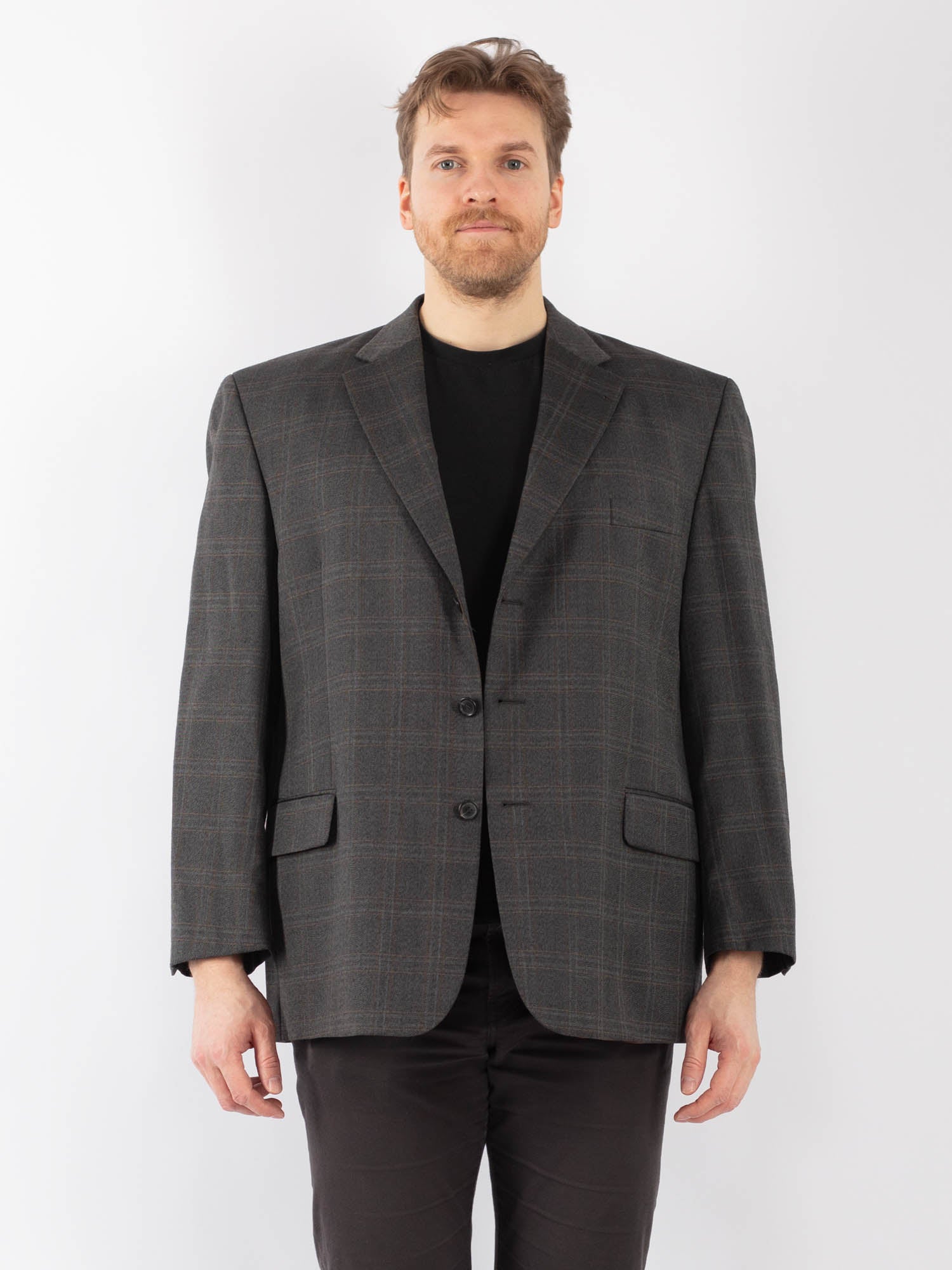 Vintage 90's Men Wool Blazer Jacket in Gray by Northern Grip