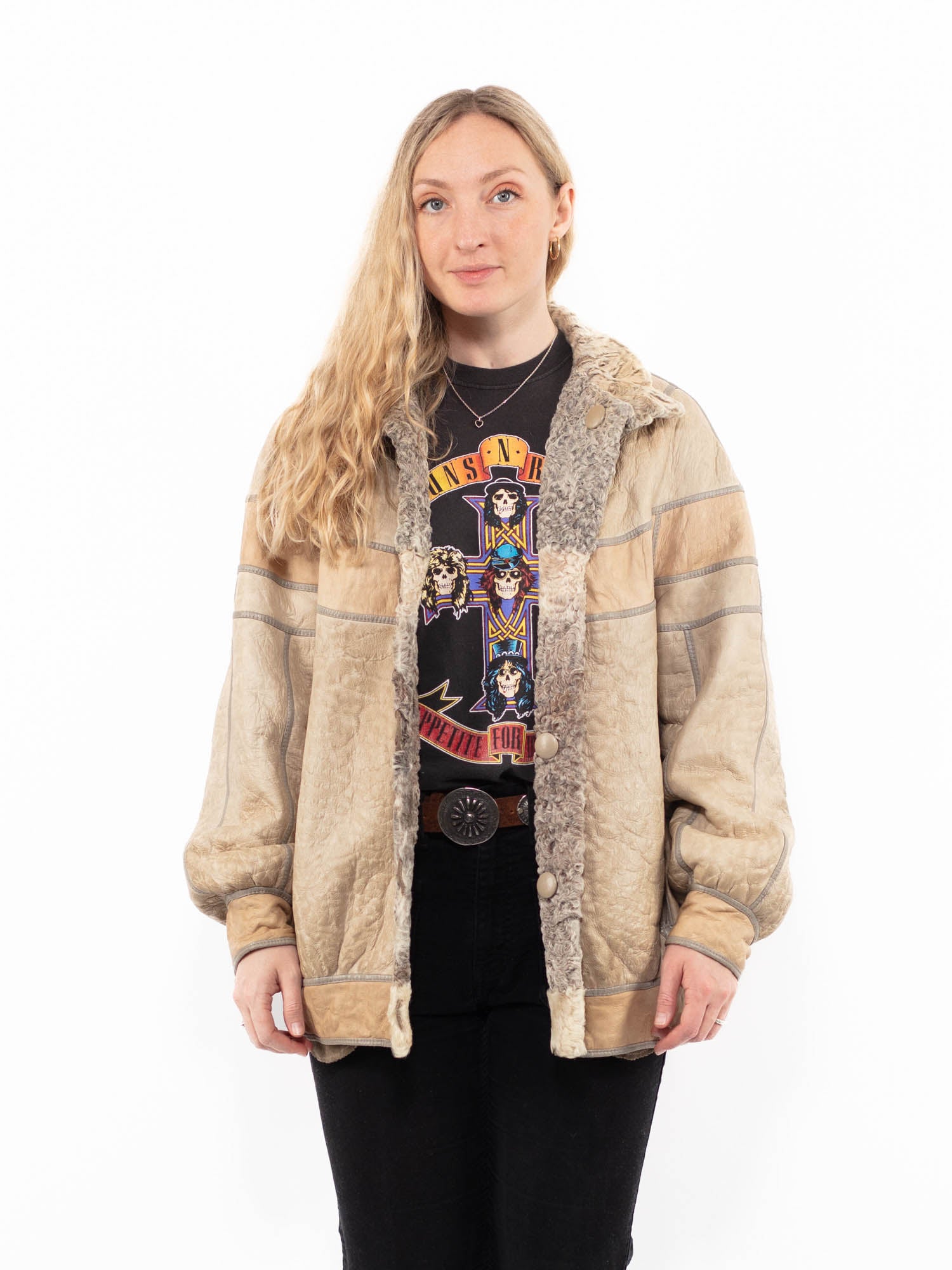 Vintage 80's Women Sheepskin Jacket in Beige by Northern Grip