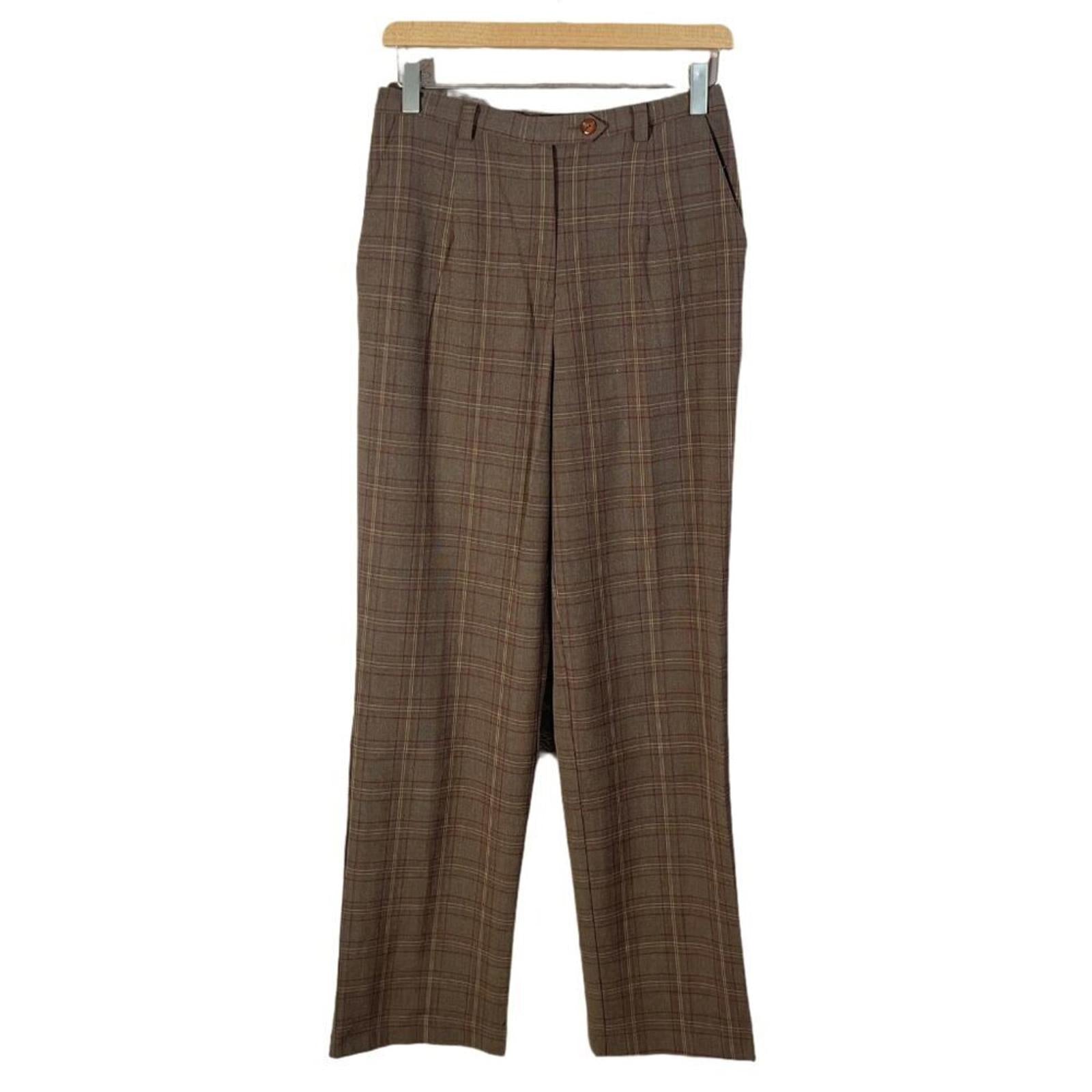 Vintage Sag Harbor Brown Plaid Slacks Trousers Dark Academia Size 6 by Hot Girl Secondhand