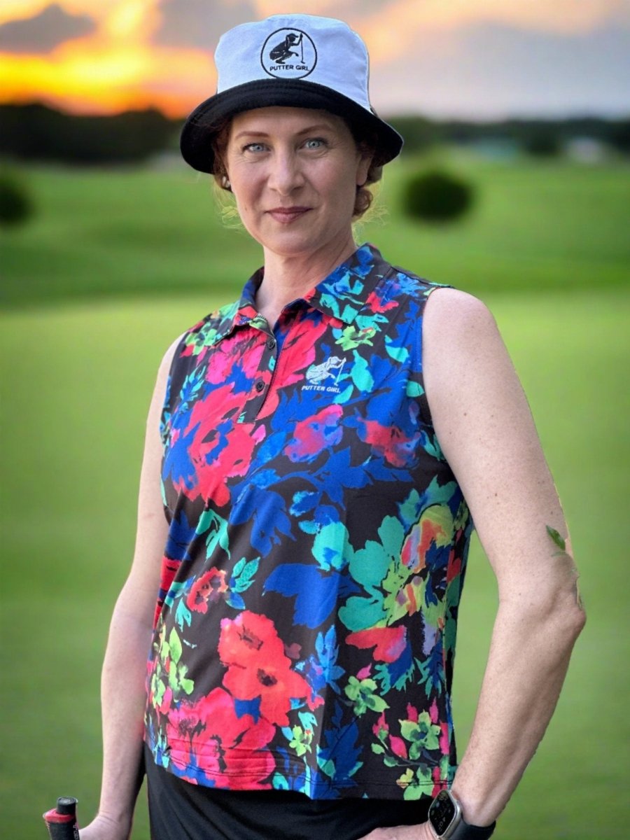 Neon Flower Sleevelss Polo by Putter Girl