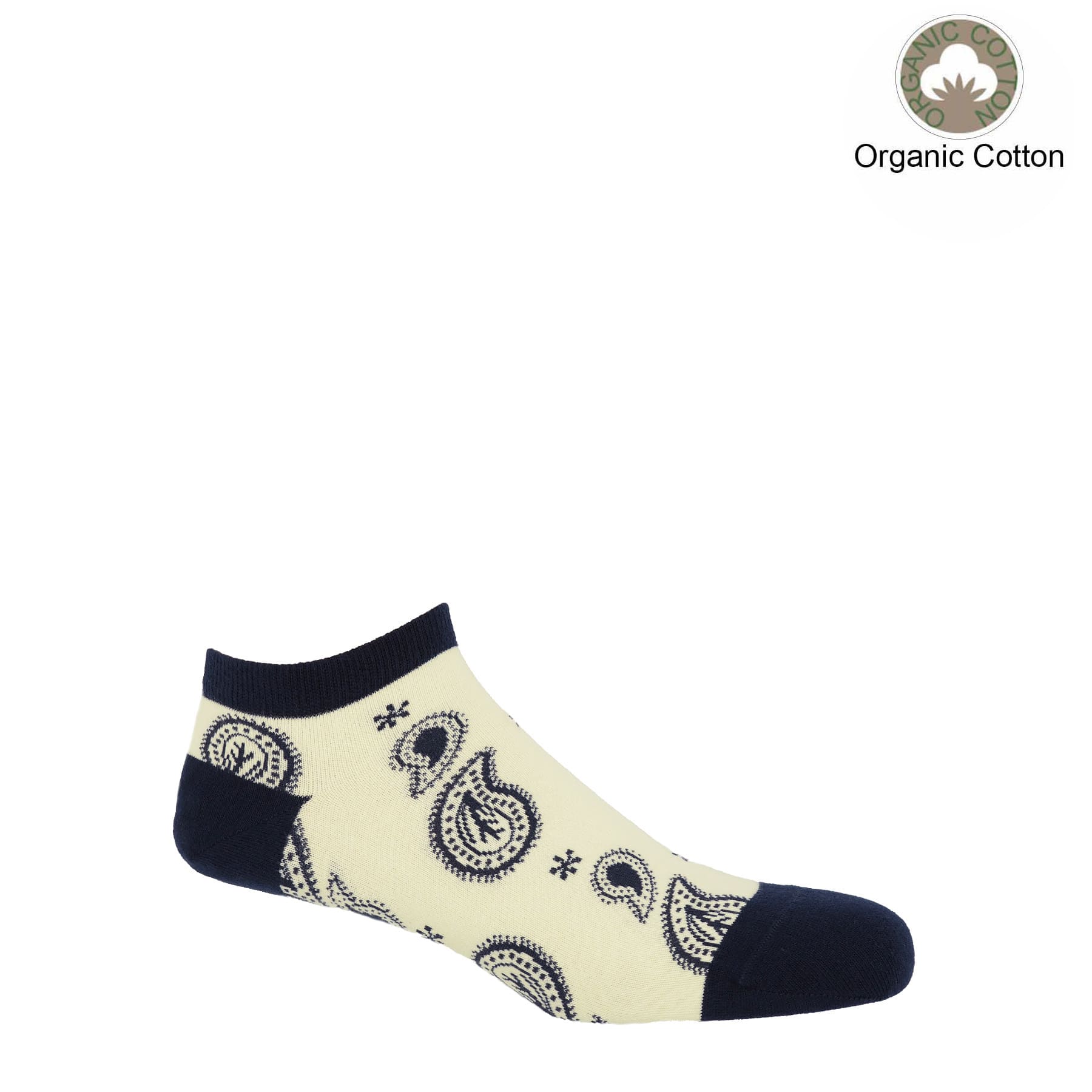 Paisley Men's Trainer Socks - Cream by Peper Harow
