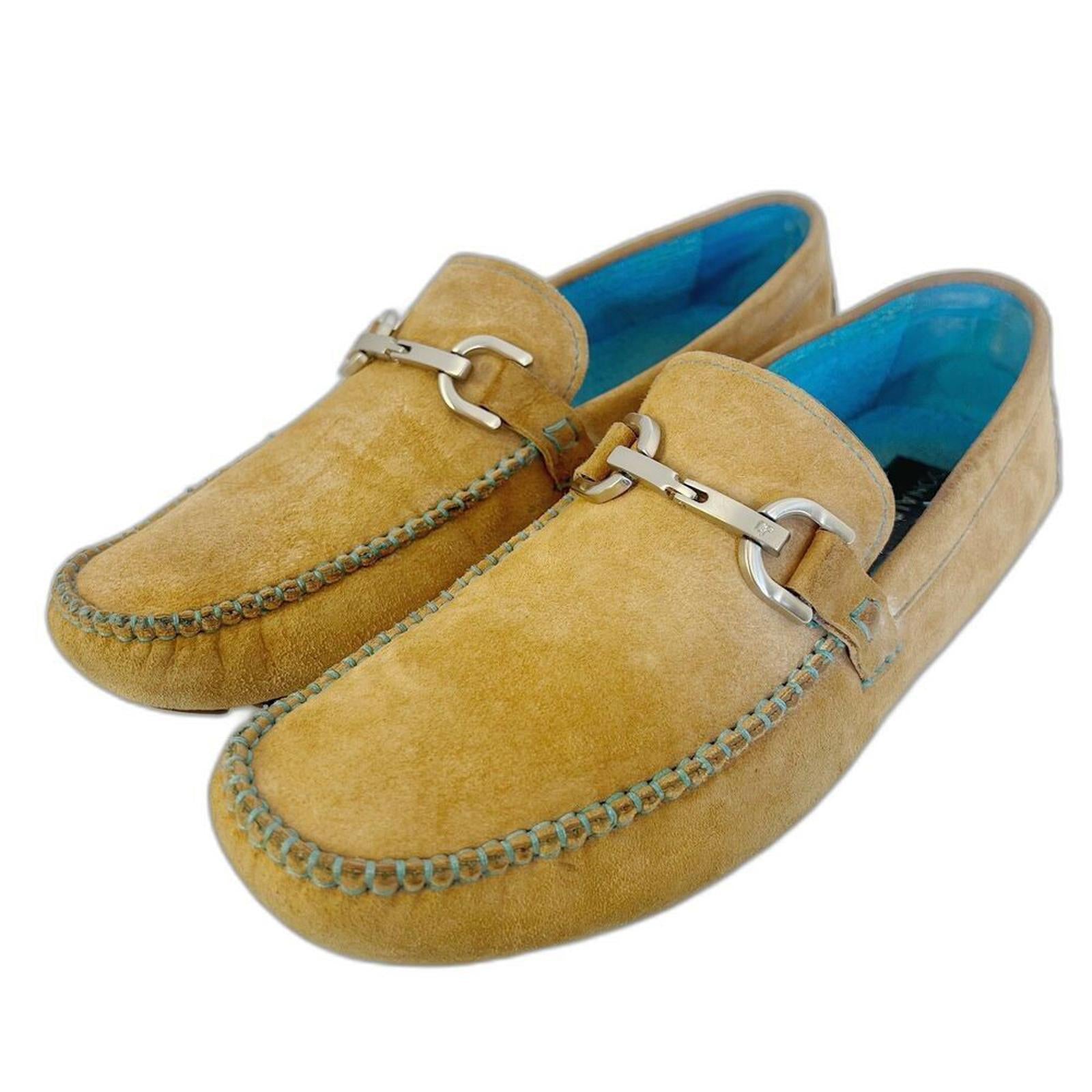 Donald J Pliner Men's Dacio Driver Tan Suede Horsebit Loafers Blue Siz by Hot Girl Secondhand