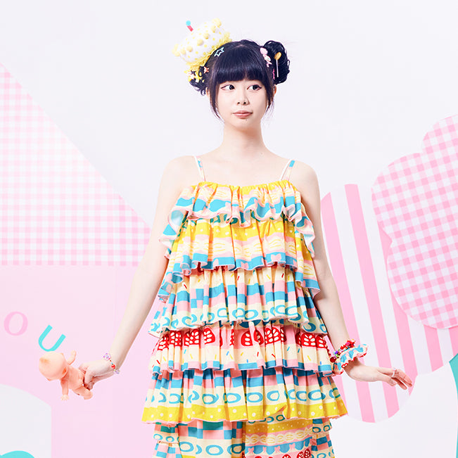 NIKKOU Home Strap Top Cake Strap Top – Cute Japanese Showa Style by Land Decora