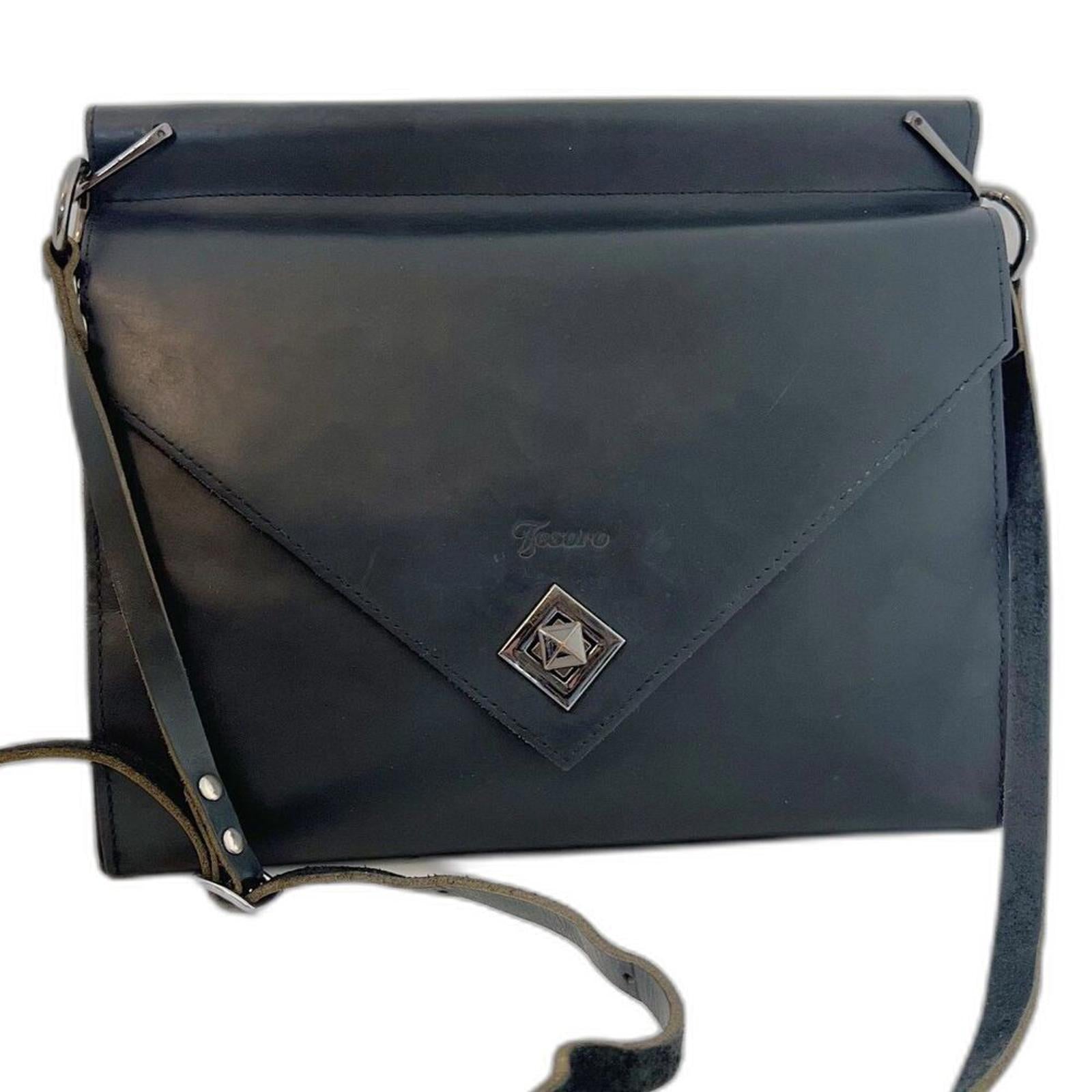 Vintage Tesoro Black Leather Satchel Laptop Bag Briefcase by Hot Girl Secondhand