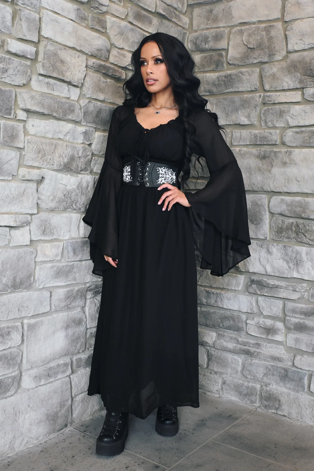 Bell Sleeve Renaissance Dress by KATAKOMB