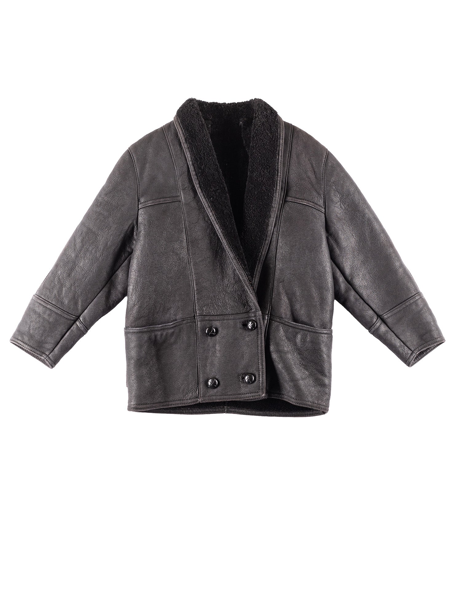 Vintage 90's Women Sheepskin Coat in Black by Northern Grip