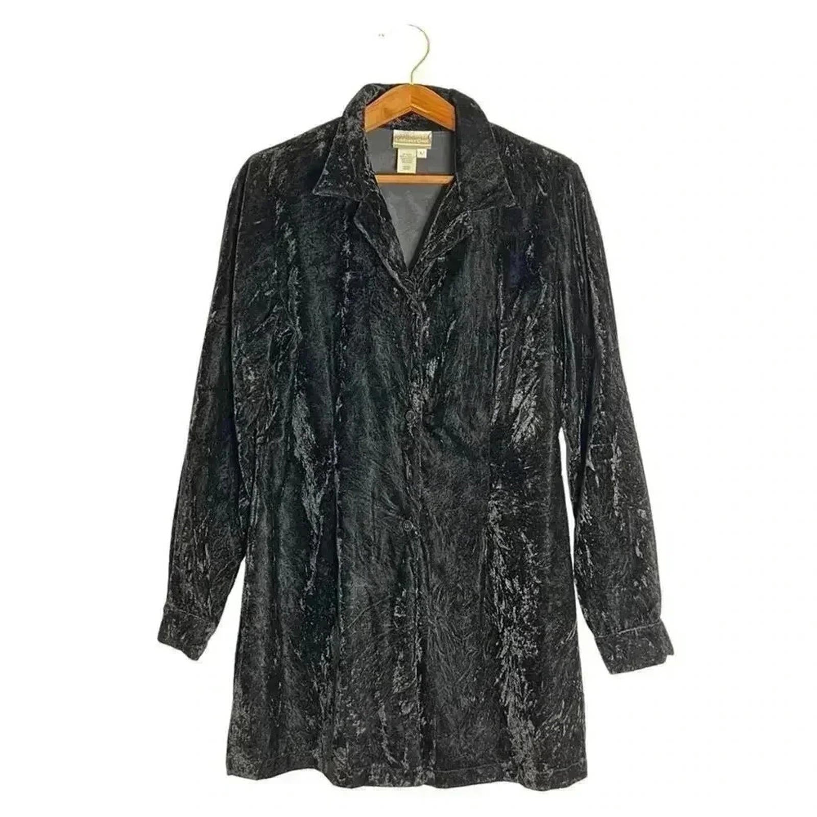 Coldwater Creek Black Velvet Blazer Gothic Goth Punk Women's Size L by Hot Girl Secondhand