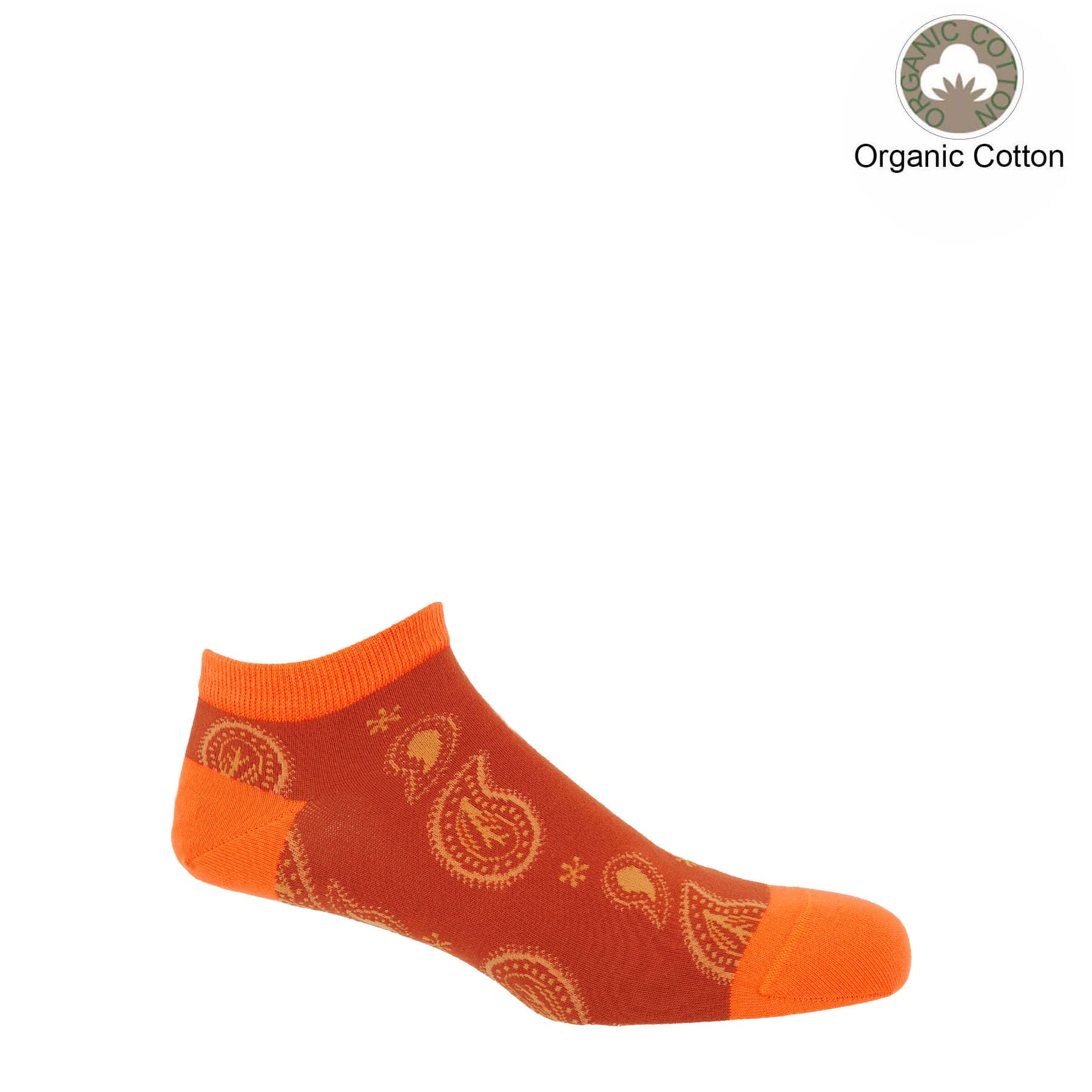Paisley Men's Trainer Socks - Orange by Peper Harow