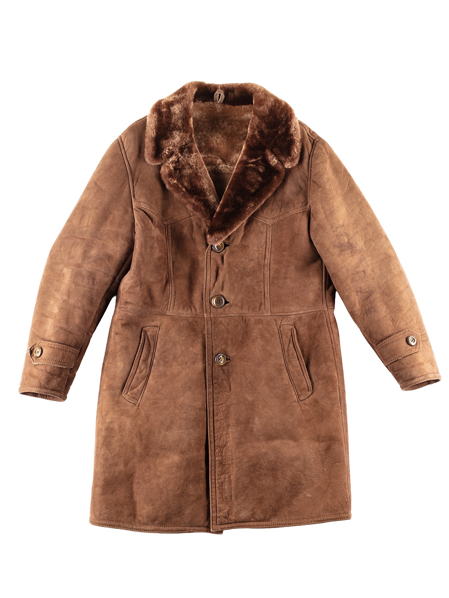Vintage 70's Men Sheepskin Coat in Brown by Northern Grip