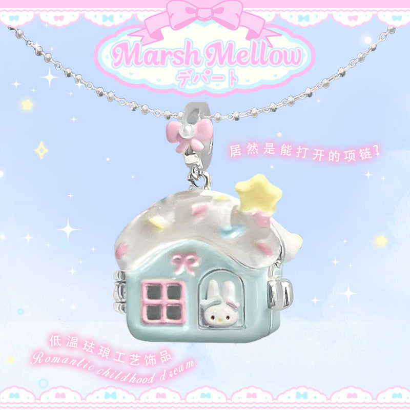 Kawaii Dessert House Necklace - Marshmellow by Land Decora
