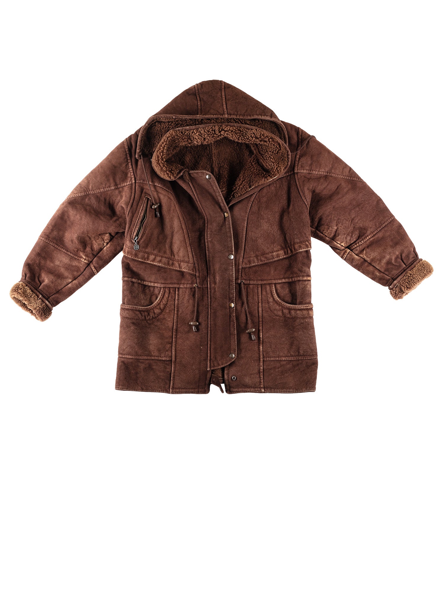 Vintage 80's Women Sheepskin Coat in Brown by Northern Grip