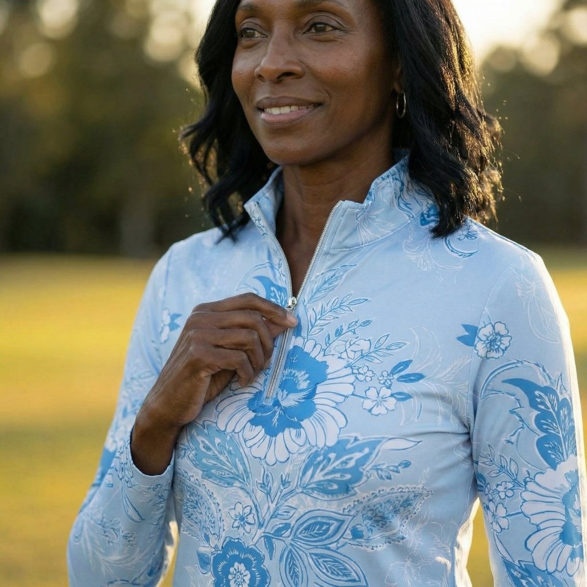 Just a Smidge of Blue Long Sleeve Polo by Putter Girl