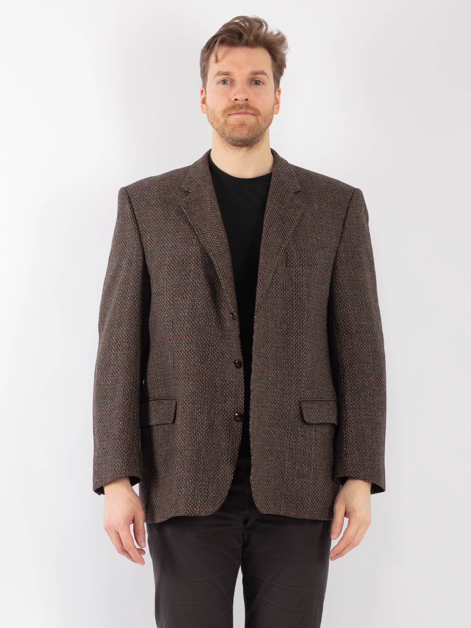 Vintage 70's Men Wool Blazer Jacket in Brown by Northern Grip