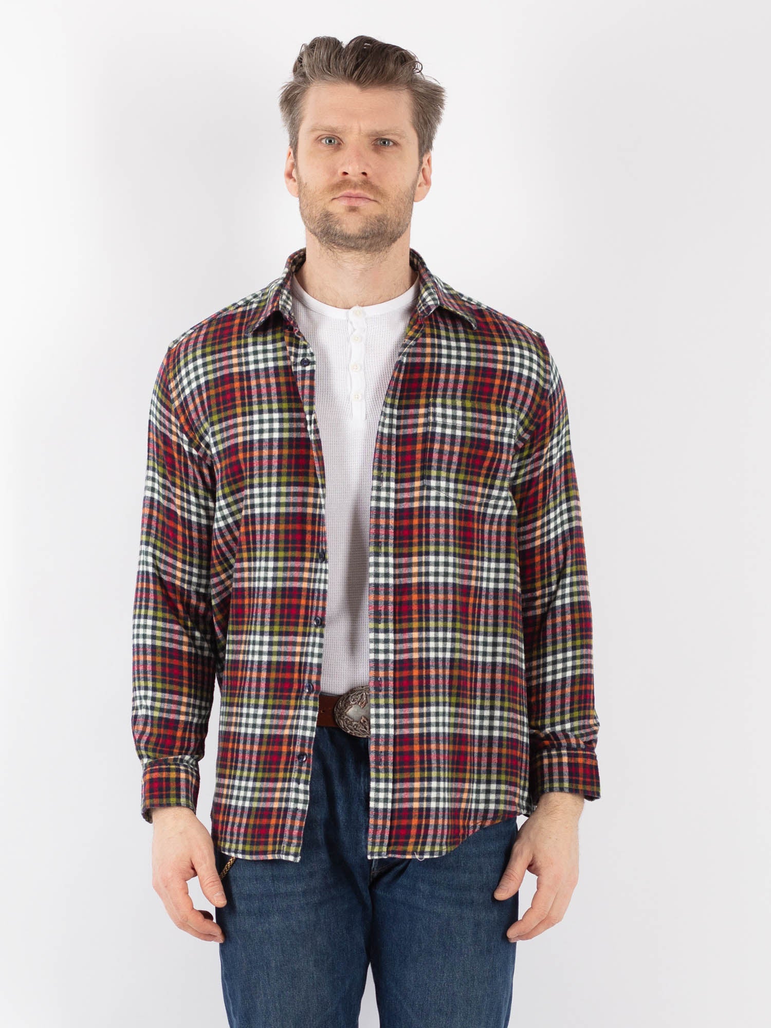 Vintage 00's Men Plaid Flannel Shirt in Multi by Northern Grip
