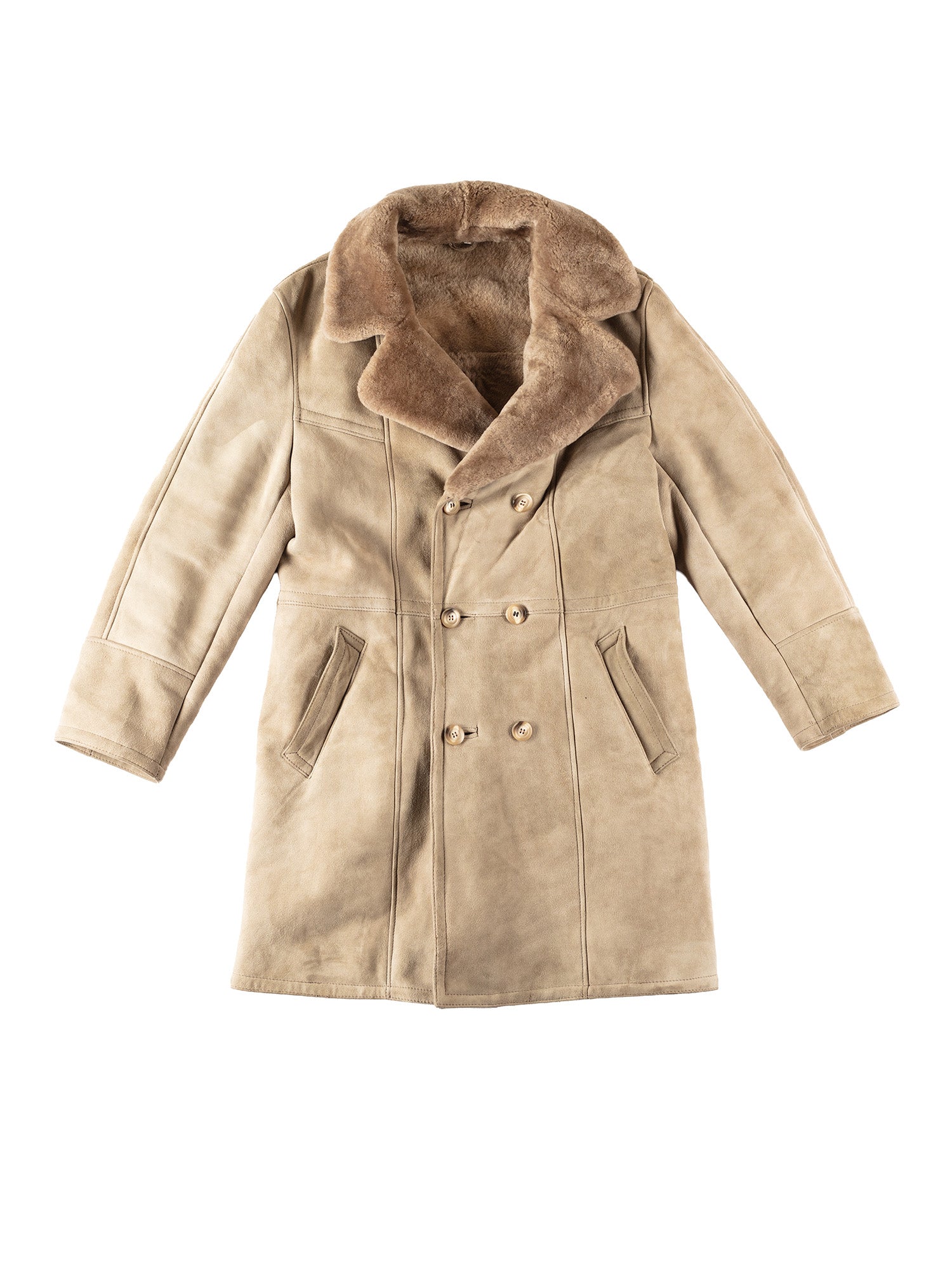 Vintage 70's Men Sheepskin Coat in Beige by Northern Grip