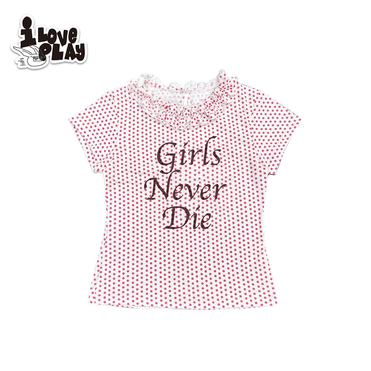 Y2K Girls Never Die Red Polka Dot Short Sleeve Top - Loveplay by Land Decora