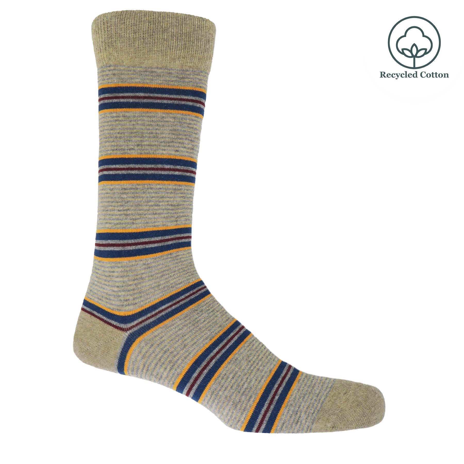 Multistripe Men's Socks - Beige by Peper Harow