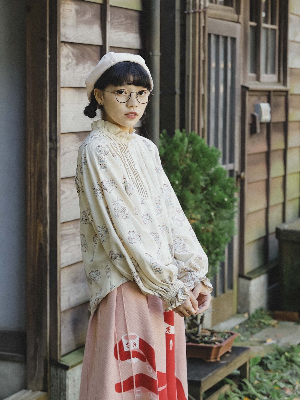 Meugler Super Heavywork Full Embroidered Accordion Pleated Girl's Button Shirt by Land Decora