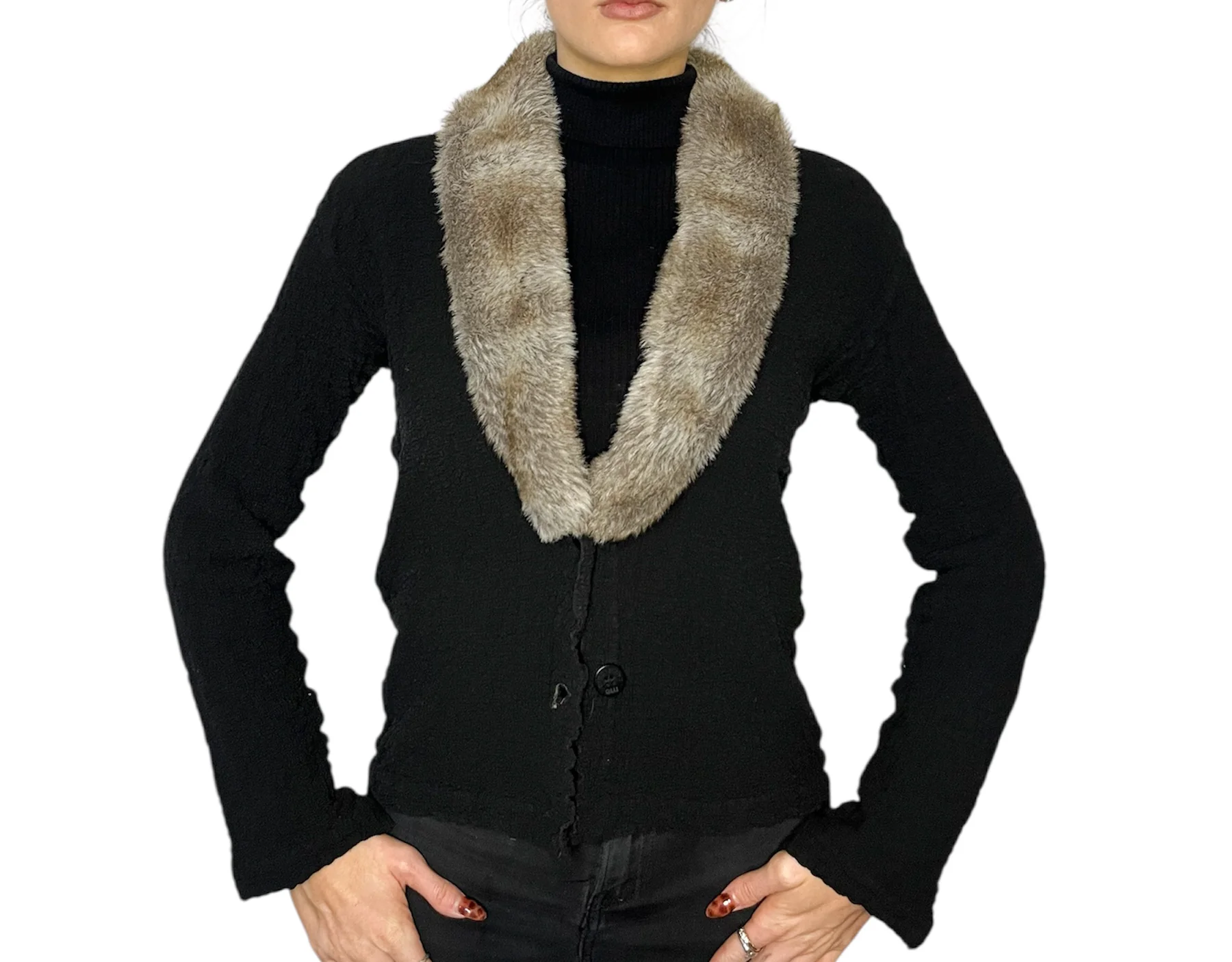 Me by Issey Miyake Fur Trim Cardigan by Ascensio Vintage
