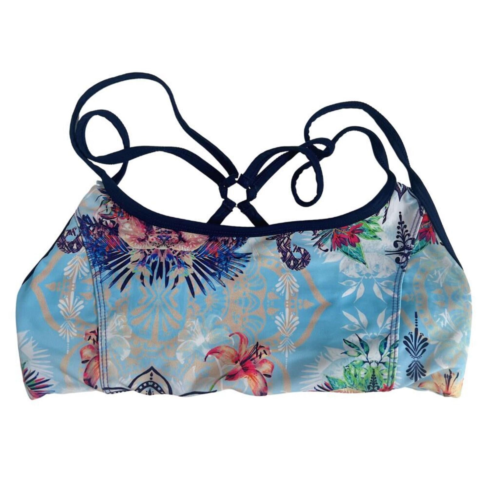 Onzie Blue Tropical Floral Sports Bra Athletic Athleisure Crossover St by Hot Girl Secondhand