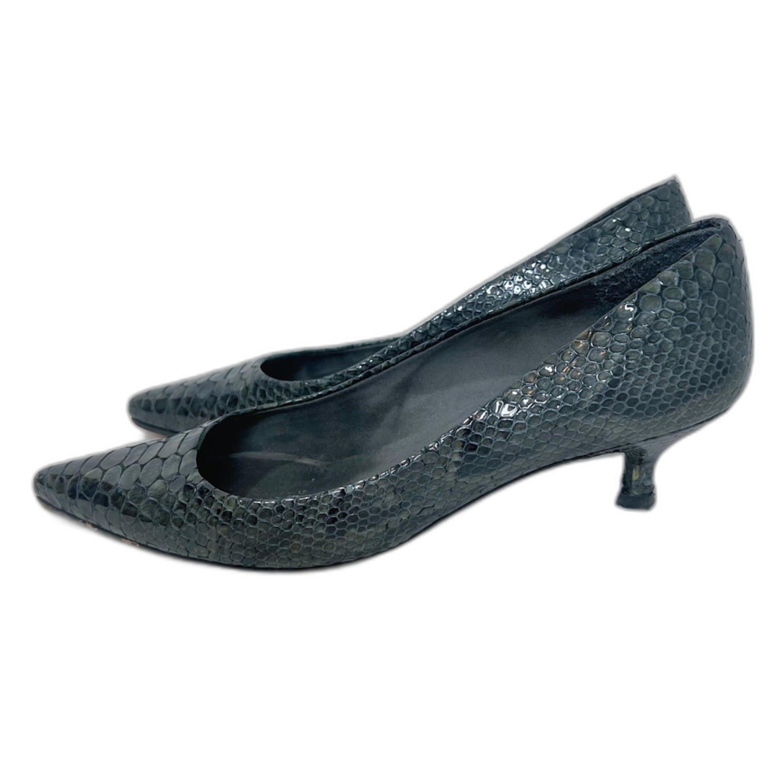 y2k Stuart Weitzman Grey Python Snakeprint Leather Pointed Toe Heels S by Hot Girl Secondhand