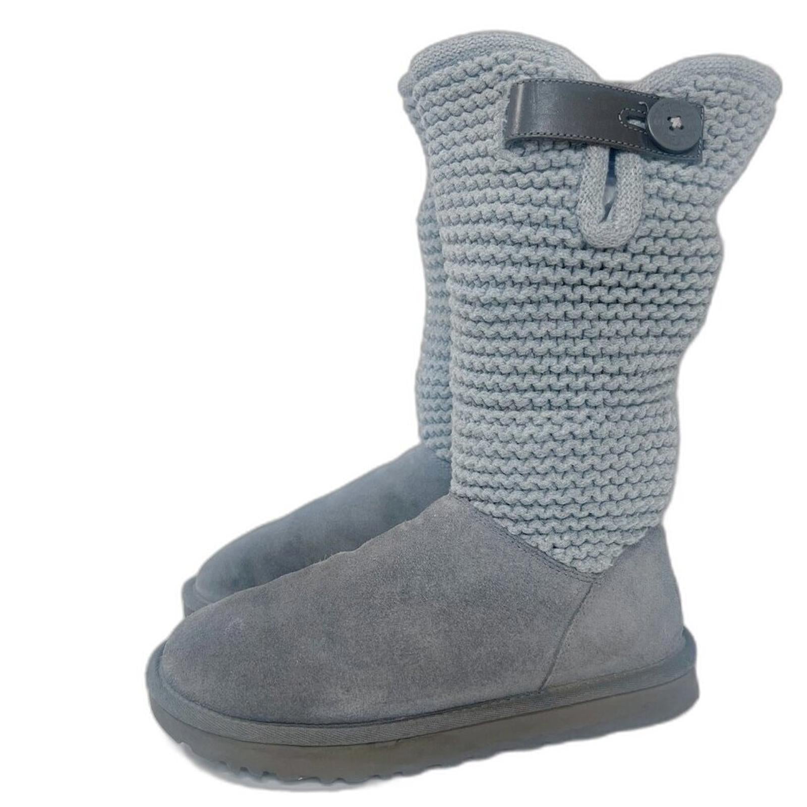 UGG Australia Shaina Boots Grey Charcoal Knit Tall Boots Foldover Size by Hot Girl Secondhand