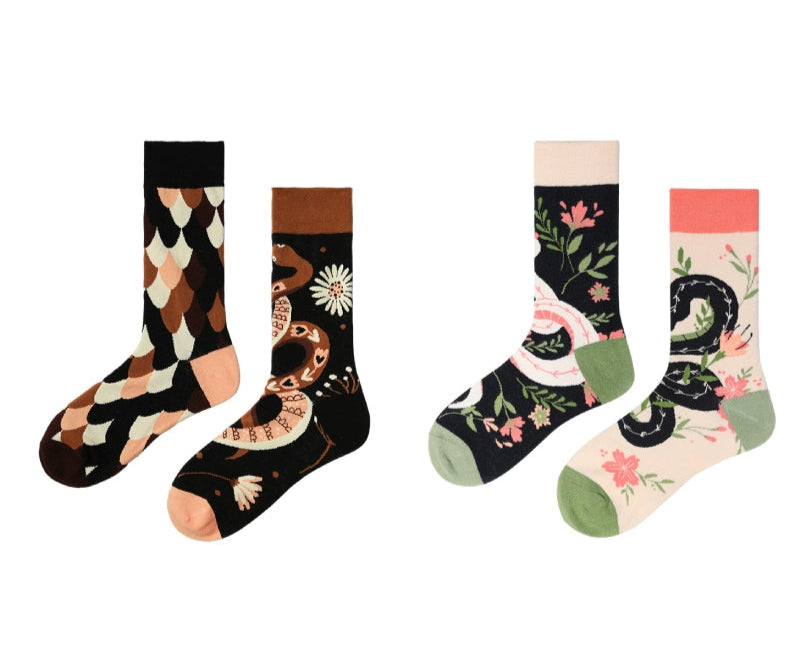 Decora Kei Mismatched Socks Snake Shadow by Land Decora
