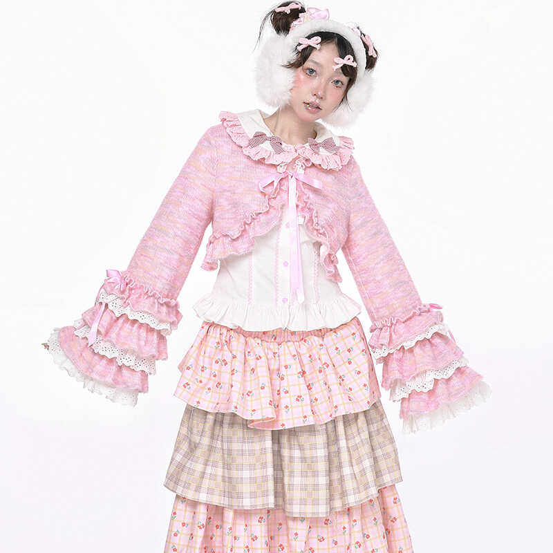 Sweet Lolita Pink Knit Top - SOS MEME CLUB by Land Decora