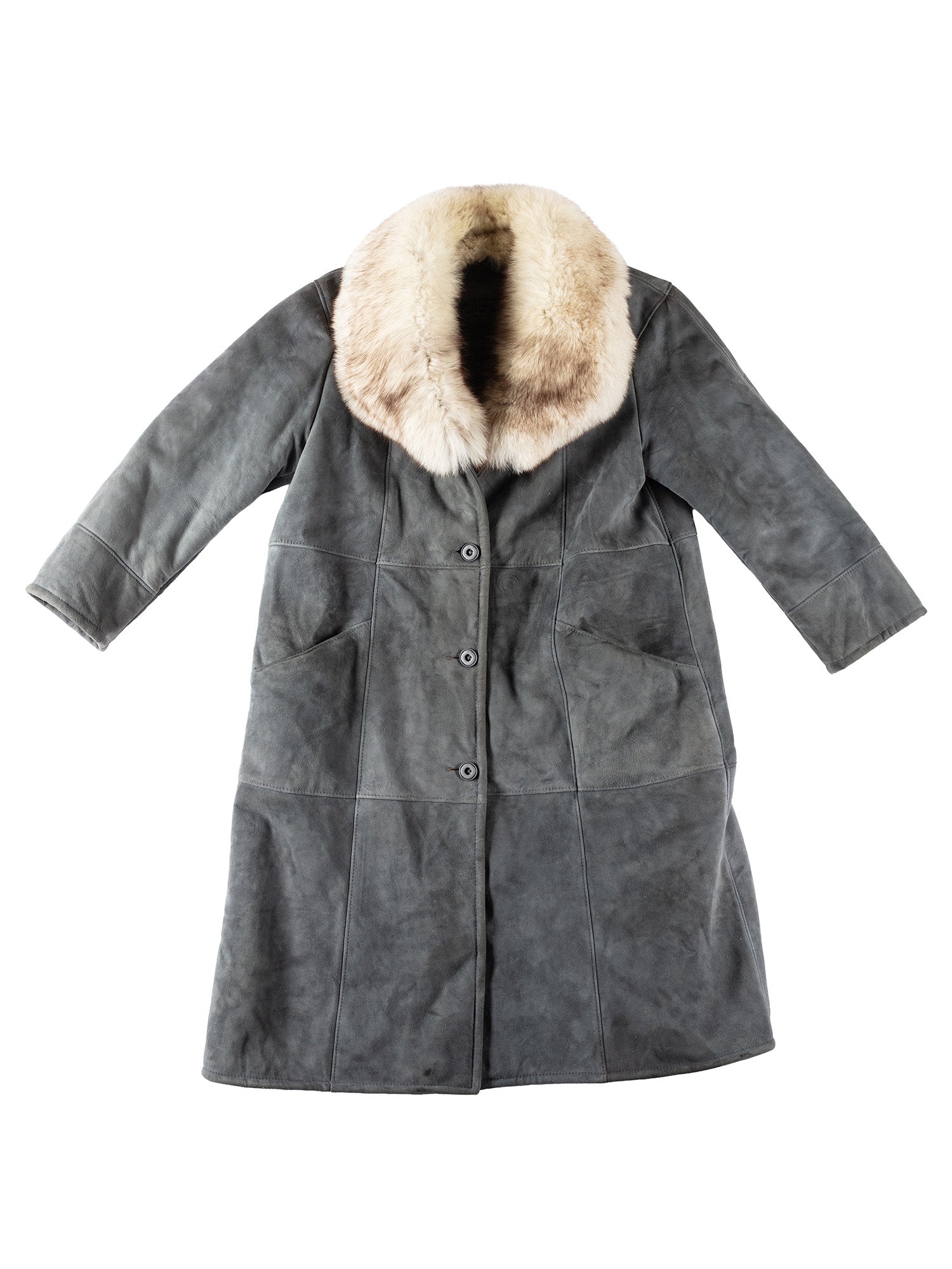 Vintage 70's Women Penny Lane Sheepskin and Fur Coat in Gray by Northern Grip