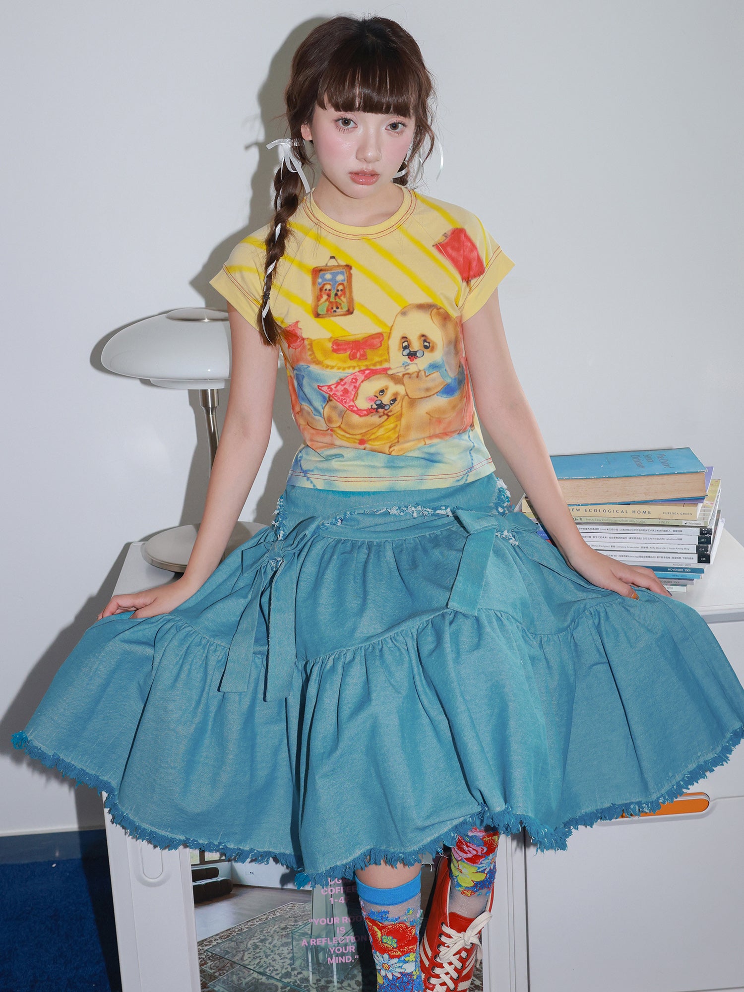 Decora Kei Yellow Dog Home T-Shirt Retro Kawaii - Tntntutu by Land Decora
