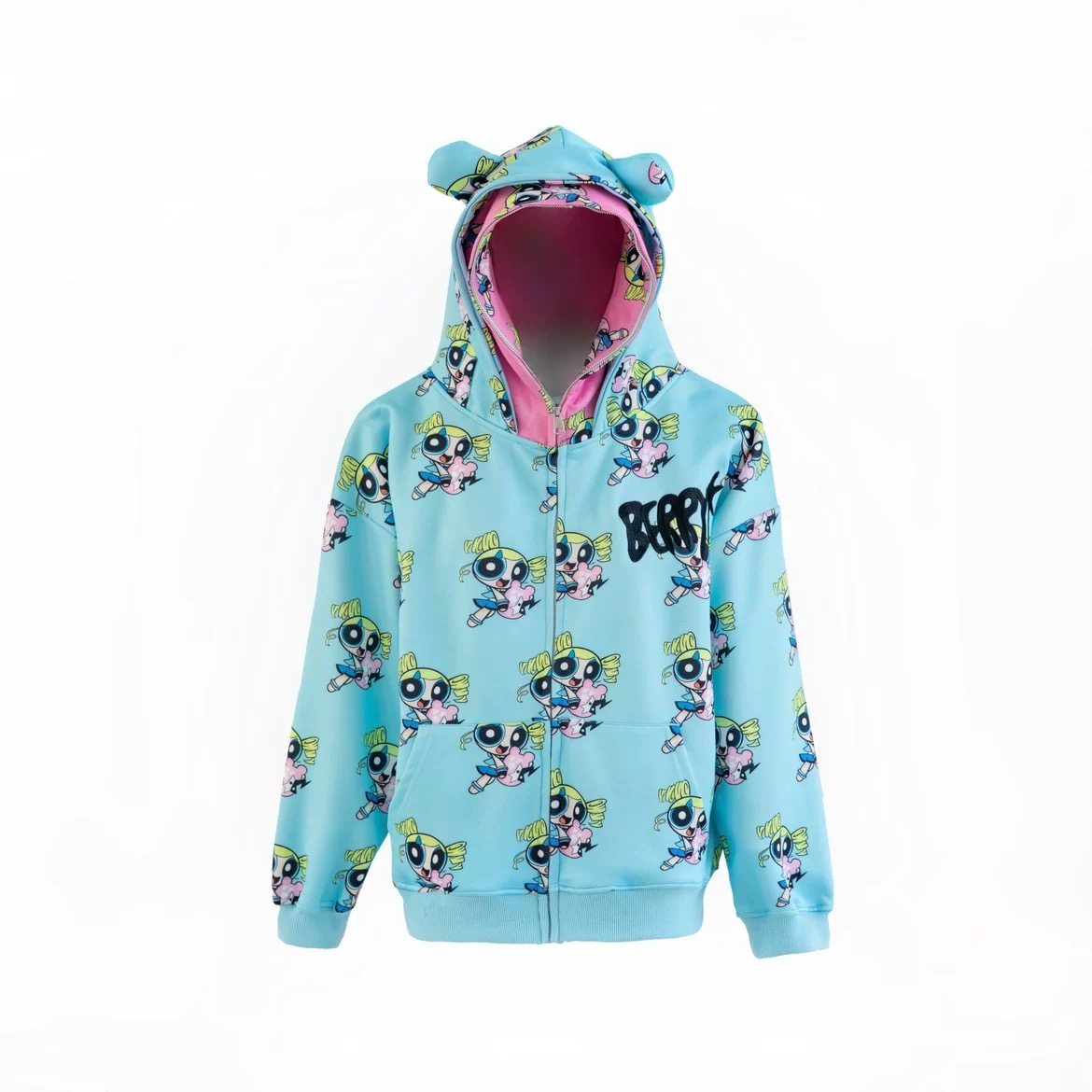 Harajuku Bubble Hoodie Jacket - BlackBerry by Land Decora