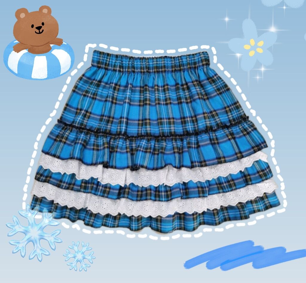 Y2K Decora Kei High Waist Lace Skirt Handmade Custom - Little Bear by Land Decora