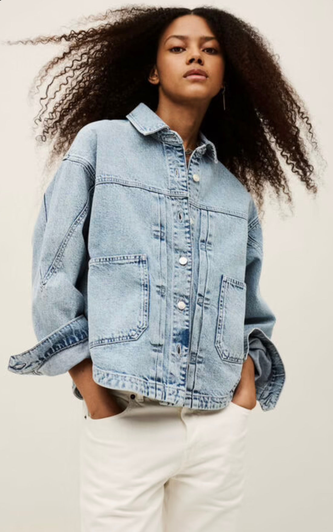 ba&sh Juno Denim Jacket in Blue Jeans by Sierra Deene