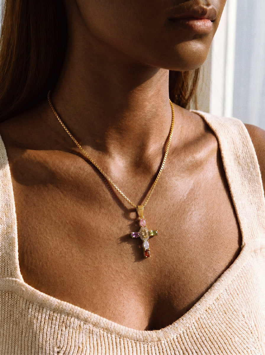 MEDIEVAL CROSS NECKLACE (HANDMADE, WATERPROOF, 18K GOLD OR WHITE GOLD by RAËLIV