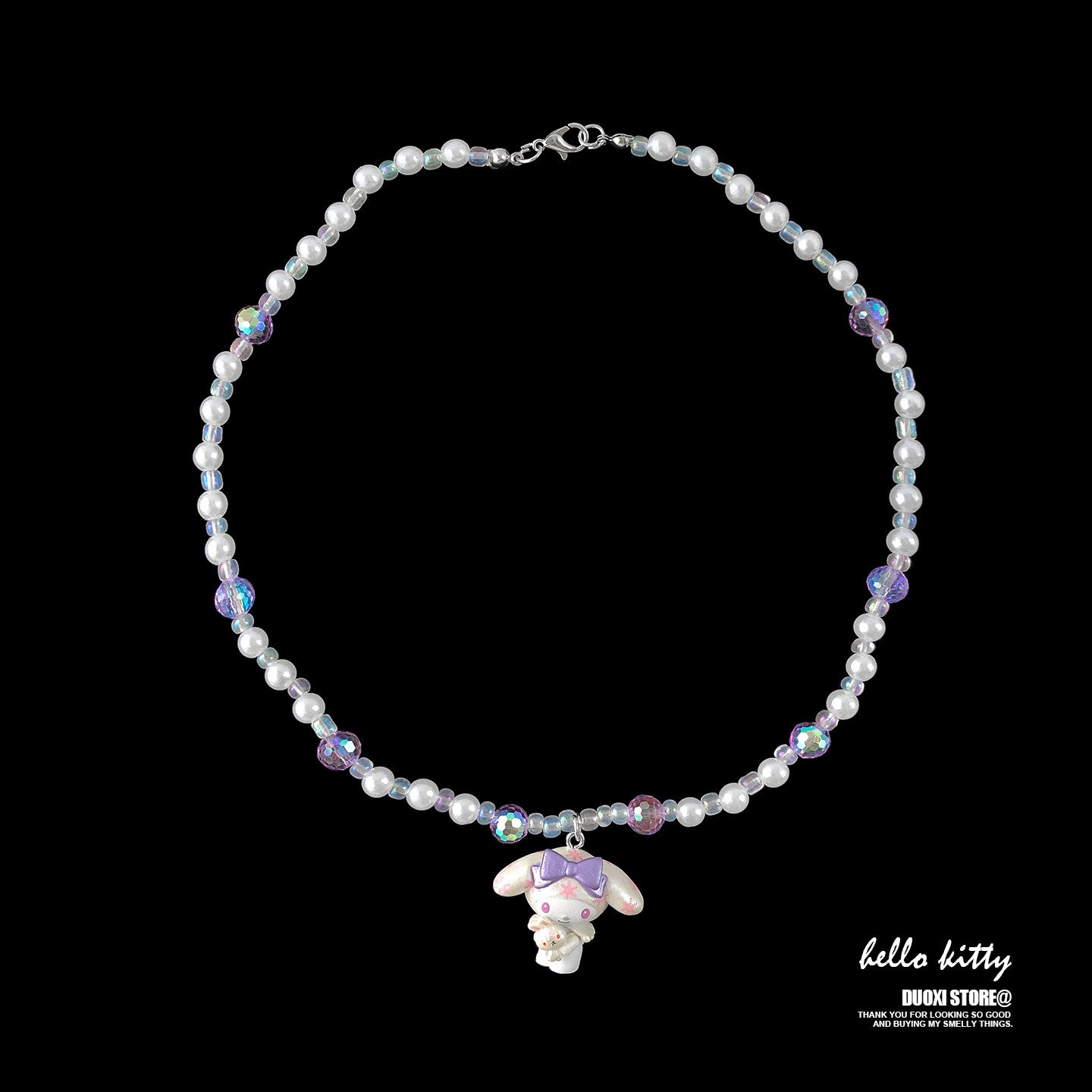 Kawaii Purple Bunny Necklace - DuoXi by Land Decora
